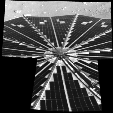 Kontrollfoto der entfalteten Solarpaneele